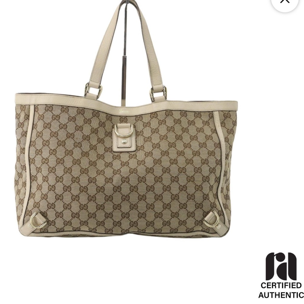 AUTHENTIC Gucci Beige Monogram Canvas Tote